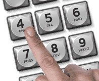Telephone keypad with finger about to press 4 - Ward Expedited Freight Transport