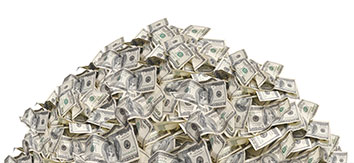 Pile of dollars - Money back for Ward's Guaranteed Freight Delivery with Full Value Insurance