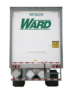 view of backend of tractor trailer with Ward name