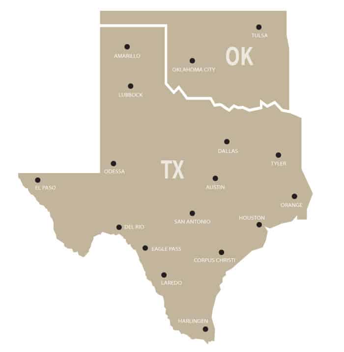 Ward Nation LTL Freight Map - Southwest