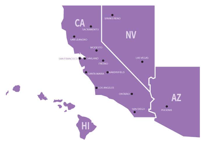 Ward Nation LTL Freight Map - West Coast