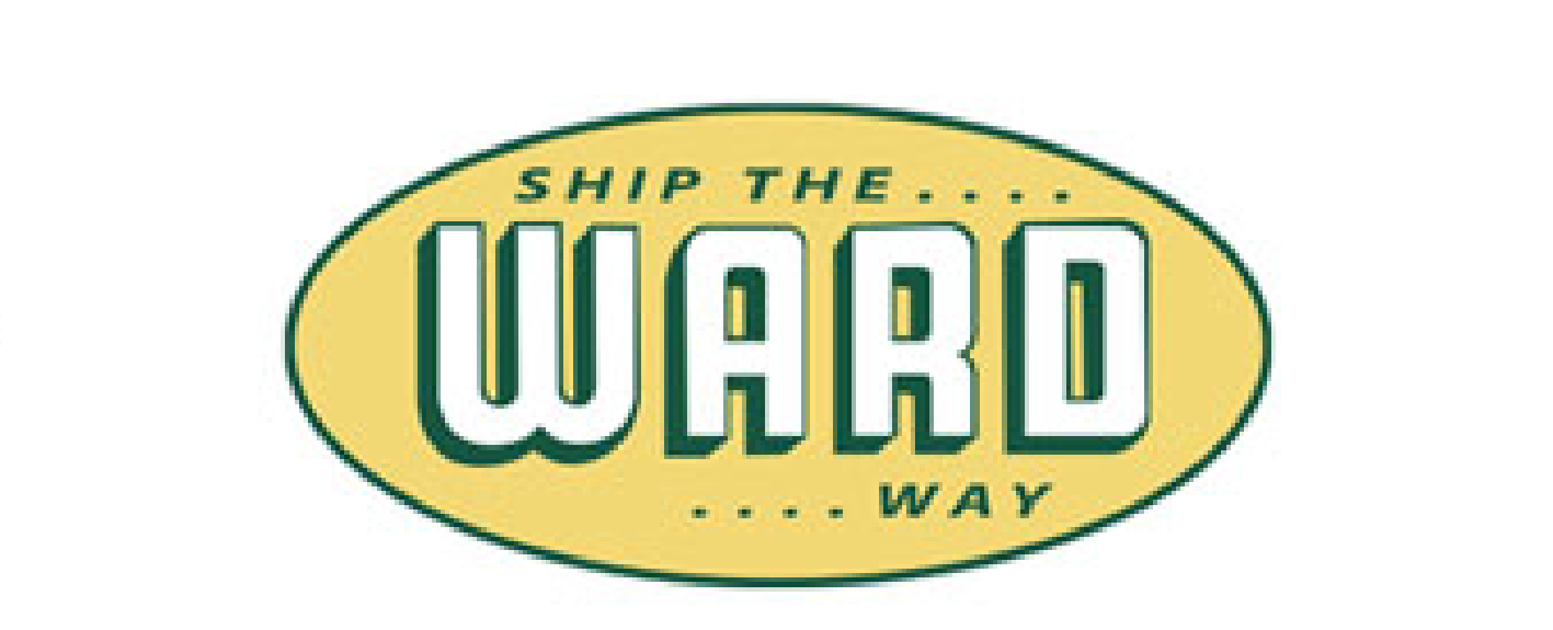 Ship LTL Services the Ward Way in white letters, outlined in green on a yellow oval graphic, outlined in green