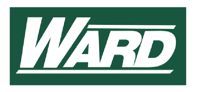 "WARD" en cursiva en blanco sobre un fondo verde oscuro; Logotipo de Ward TLC
