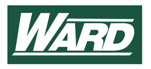 "WARD" en cursiva en blanco sobre un fondo verde oscuro; Logotipo de Ward TLC