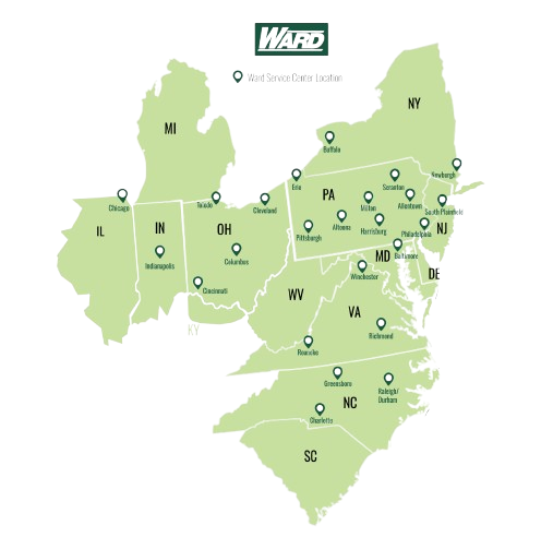 Image of a Map of Ward Transport and Logistics Service Center locations